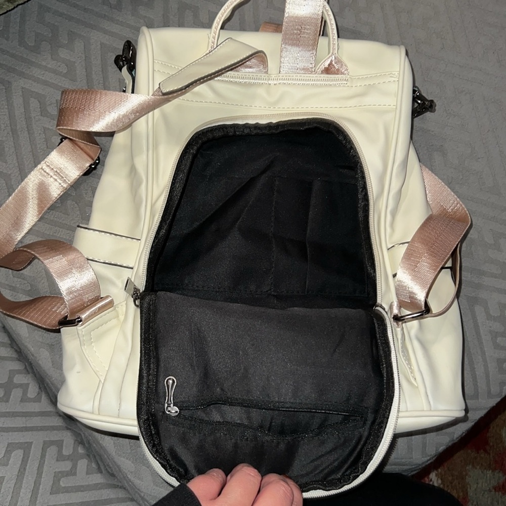 Cream Backpack Purse - Picture 3 of 8